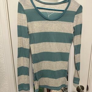 Striped Teal and Gray Women's Top